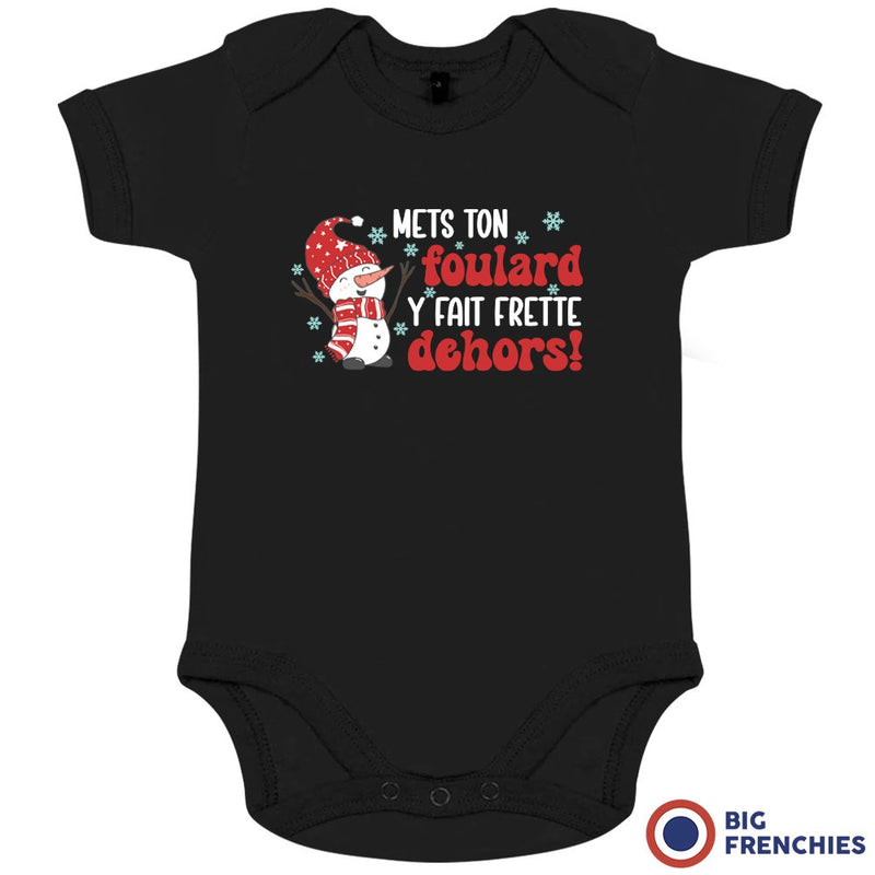 Mets Ton Foulard y Fait Frette Dehors! Christmas Organic Cotton Baby Onesie