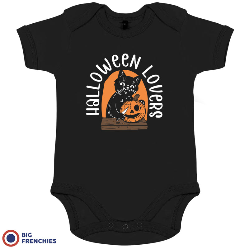 Halloween Lovers With a Cat Organic Cotton Baby Onesie