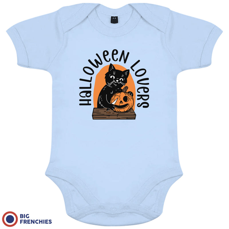 Halloween Lovers With a Cat Organic Cotton Baby Onesie