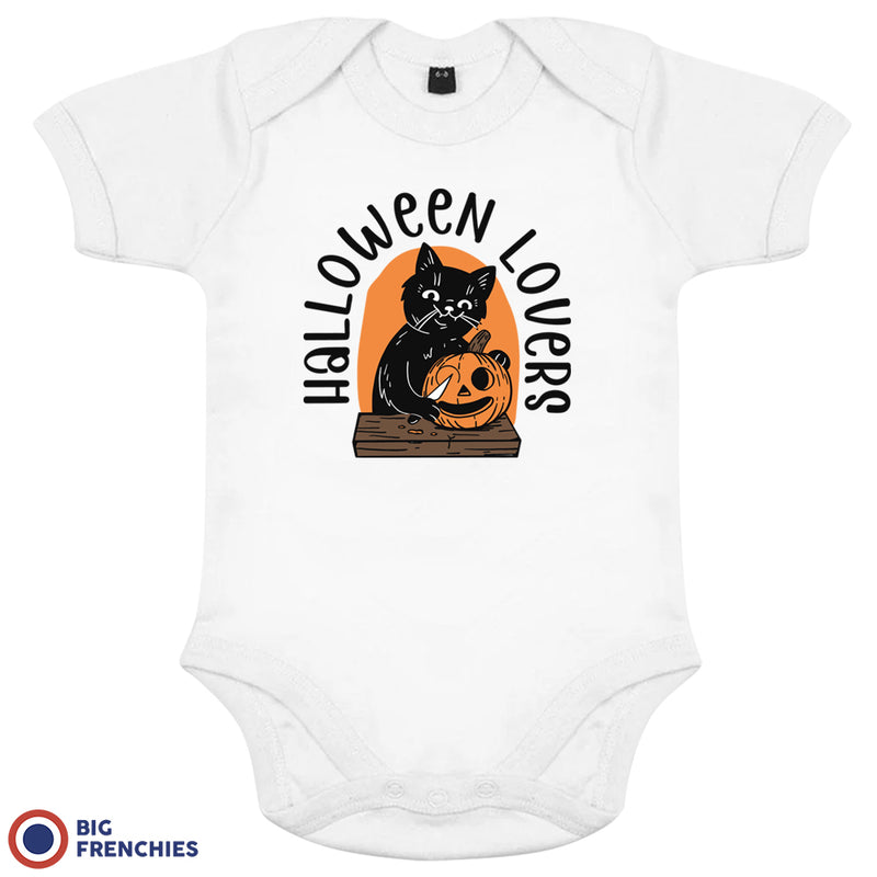 Halloween Lovers With a Cat Organic Cotton Baby Onesie