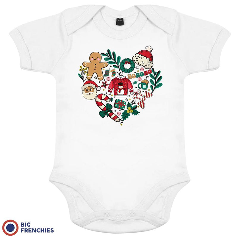 Christmas Heart Organic Cotton Baby Onesie