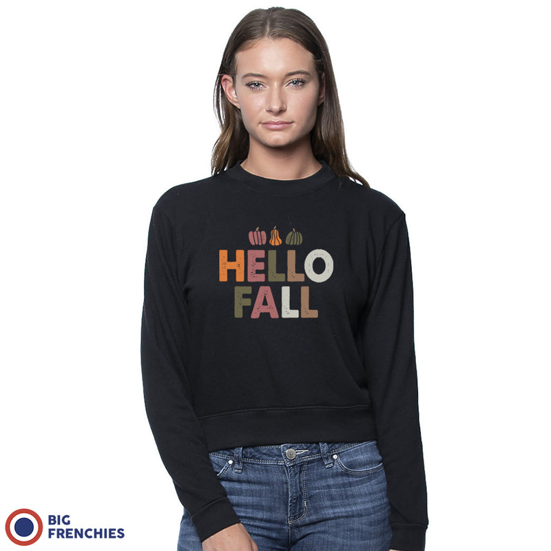 Hello Fall With Pumpkin Women's Organic Cotton RPET French Terry Crew