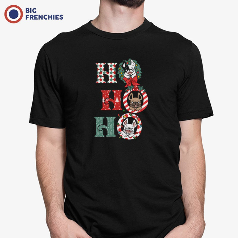 Ho Ho Ho Christmas French Bulldogs Men's Organic Cotton Tee