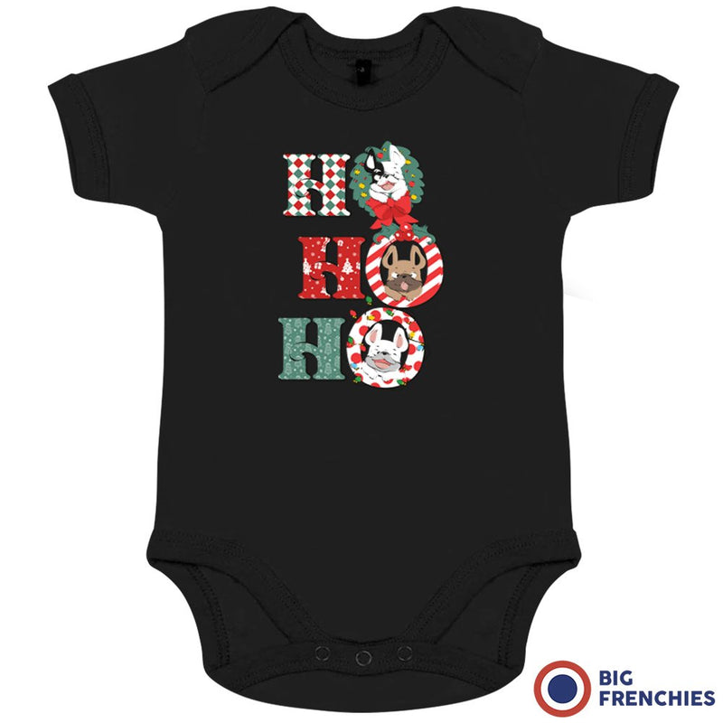 Ho Ho Ho Christmas French Bulldogs Organic Cotton Baby Onesie