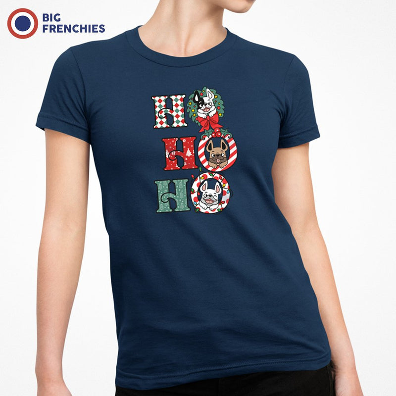 Ho Ho Ho Christmas French Bulldogs Women's Organic Cotton Tee