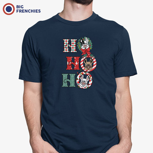 Ho Ho Ho Christmas French Bulldogs Men's Organic Cotton Tee