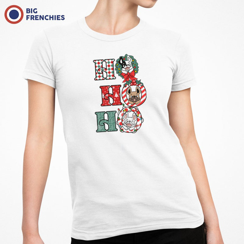 Ho Ho Ho Christmas French Bulldogs Women's Organic Cotton Tee