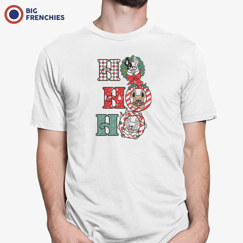 Ho Ho Ho Christmas French Bulldogs Men's Organic Cotton Tee