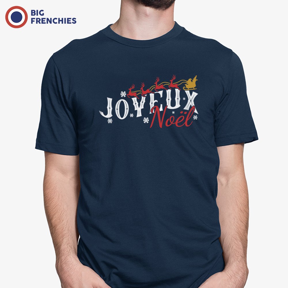 Joyeux Noël With Deer Christmas Men's Organic Cotton Tee