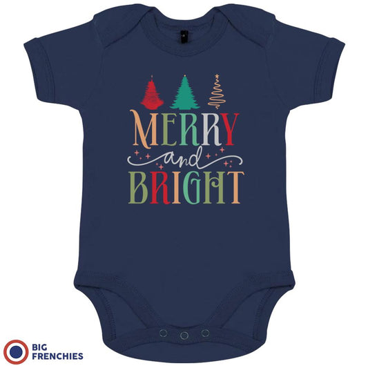 Merry And Bright Christmas Organic Cotton Baby Onesie