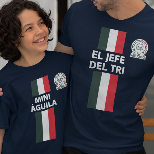 EL Jefe Del Tri, Mini Águila Dad and Child Organic Cotton T-Shirts Family Set (Set of 2)