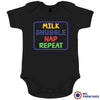 Milk Snuggle Nap Repeat Organic Cotton Baby Onesie