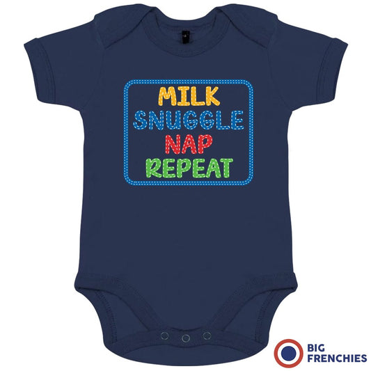Milk Snuggle Nap Repeat Organic Cotton Baby Onesie