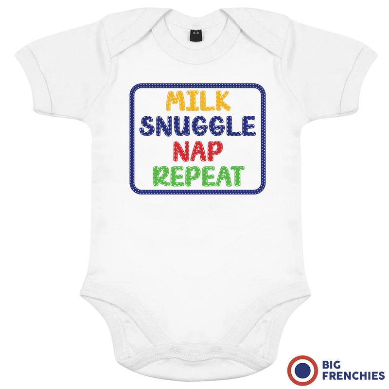 Milk Snuggle Nap Repeat Organic Cotton Baby Onesie