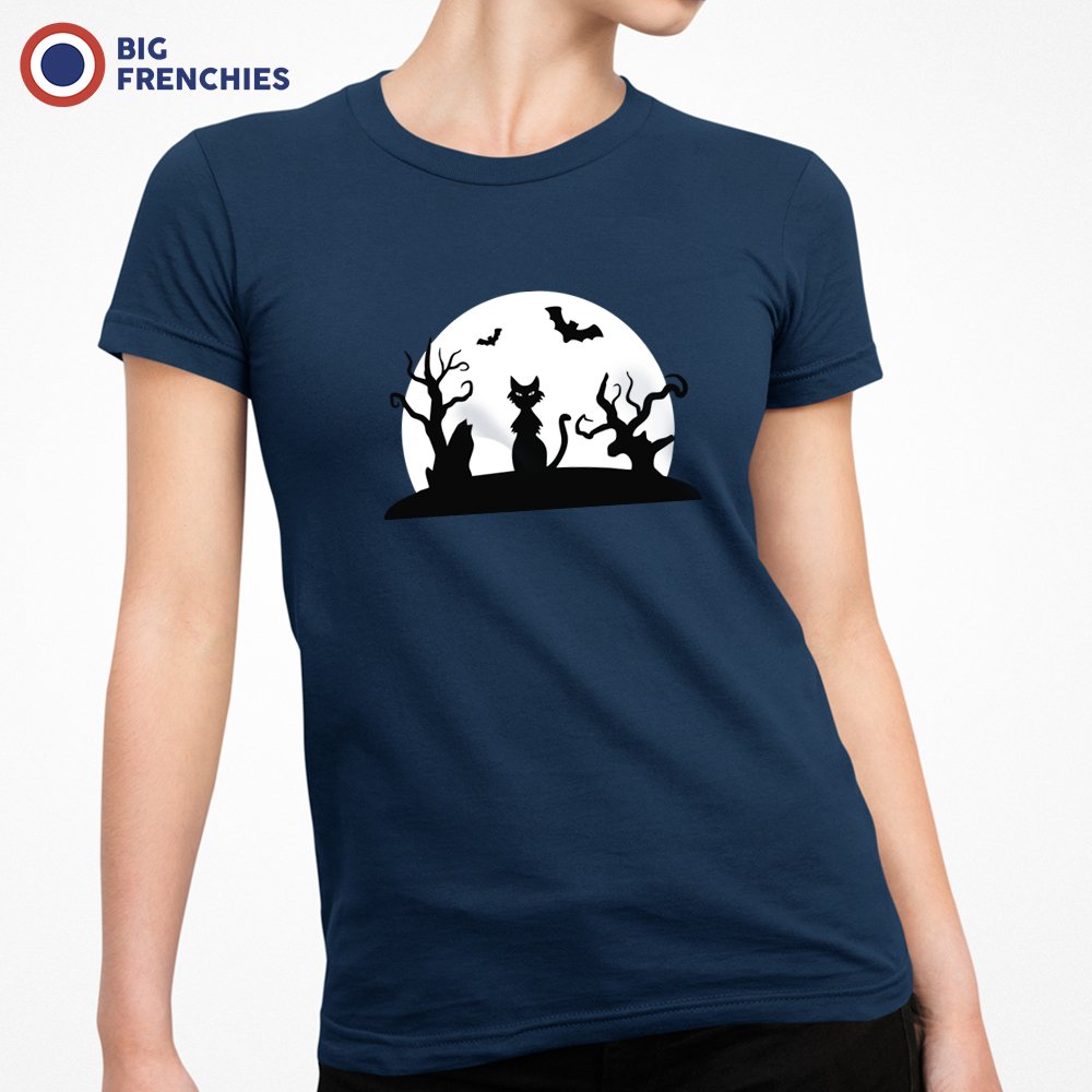 Halloween Moon Cat Women's Organic Cotton Tee