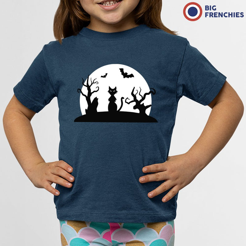 Halloween Moon Cat Youth & Toddler Organic Cotton Tee