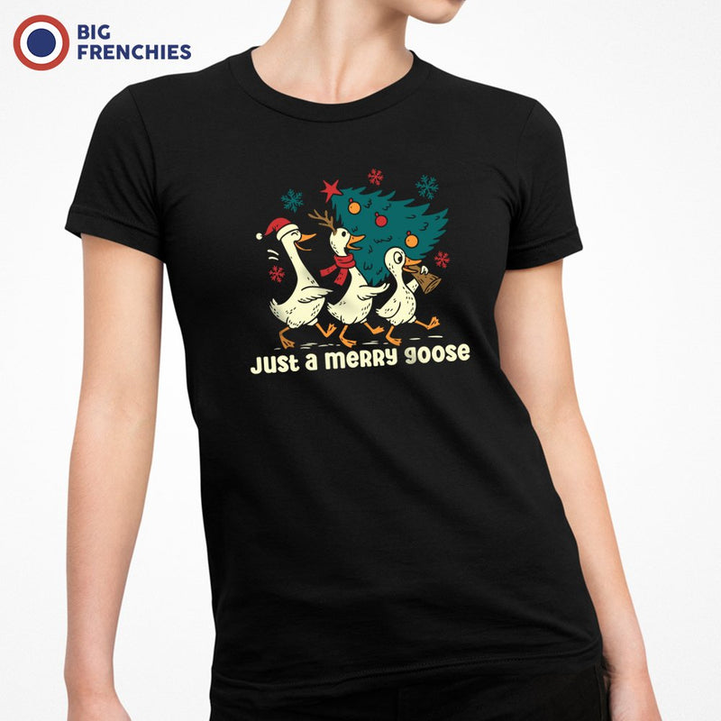 Just a Merry Goose Christmas Women's Organic Cotton Tee