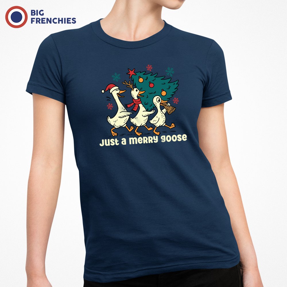 Just a Merry Goose Christmas Women's Organic Cotton Tee