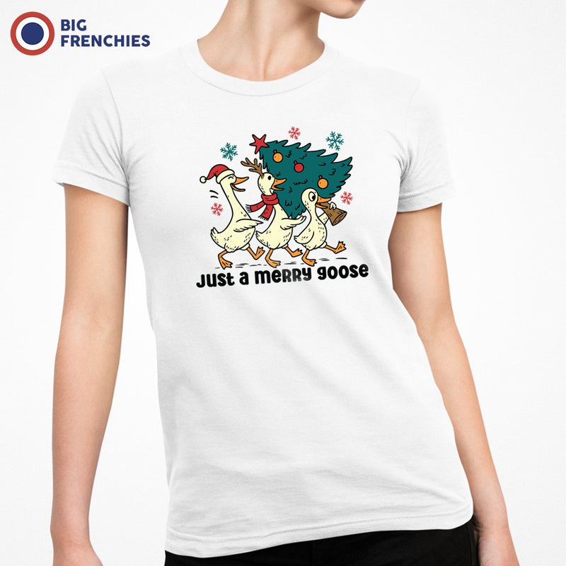 Just a Merry Goose Christmas Women's Organic Cotton Tee