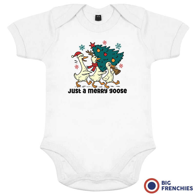 Just a Merry Goose Christmas Organic Cotton Baby Onesie