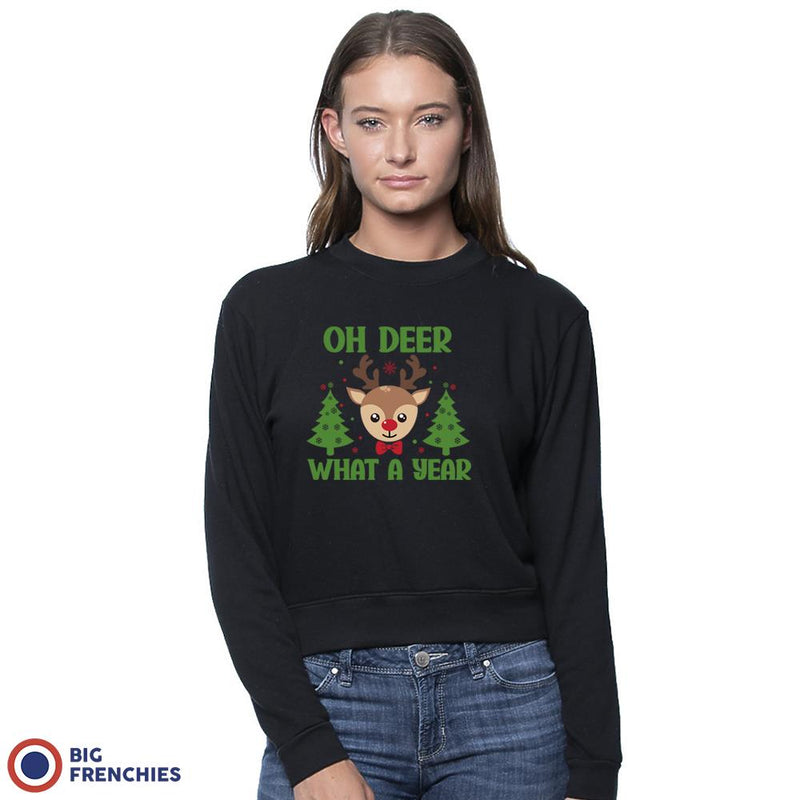 Oh Deer What A Year Christmas Women's Organic Cotton RPET French Terry Crew
