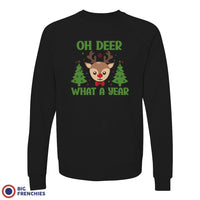 Oh Deer What A Year Christmas Unisex Organic Cotton Sweatshirt