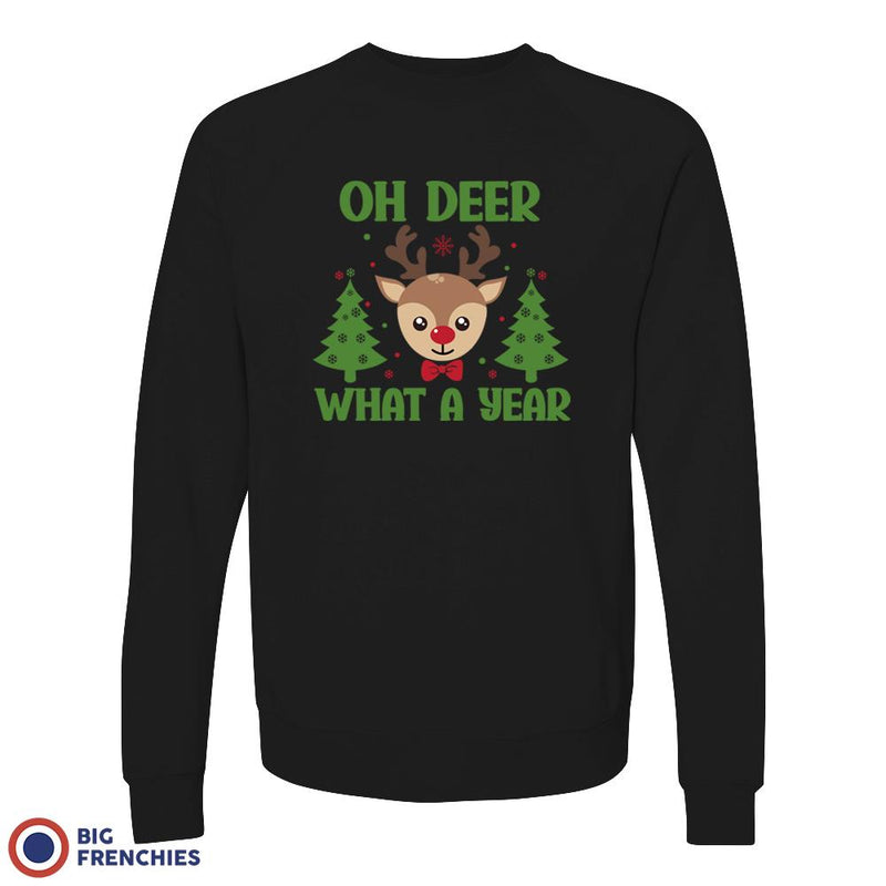 Oh Deer What A Year Christmas Unisex Organic Cotton Sweatshirt