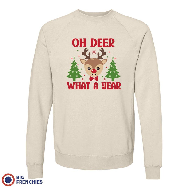 Oh Deer What A Year Christmas Unisex Organic Cotton Sweatshirt