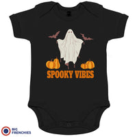 Spooky Vibes With Pumpkin And Ghost Organic Cotton Baby Onesie