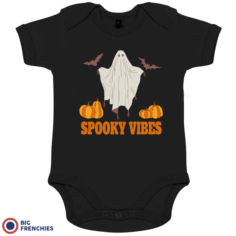 Spooky Vibes With Pumpkin And Ghost Organic Cotton Baby Onesie