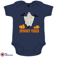 Spooky Vibes With Pumpkin And Ghost Organic Cotton Baby Onesie