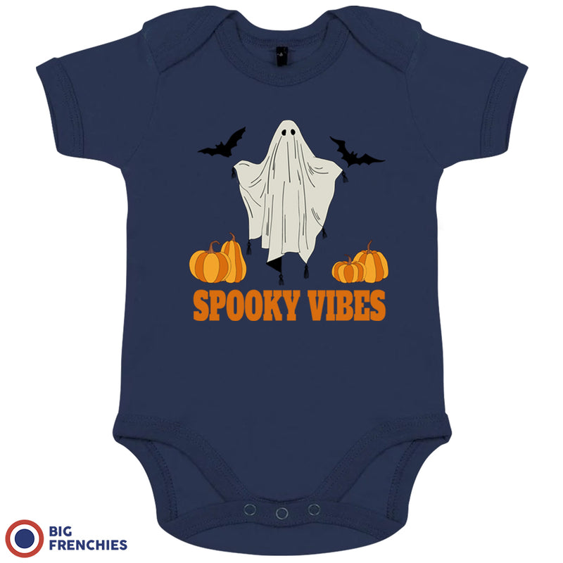 Spooky Vibes With Pumpkin And Ghost Organic Cotton Baby Onesie