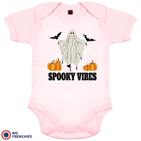 Spooky Vibes With Pumpkin And Ghost Organic Cotton Baby Onesie
