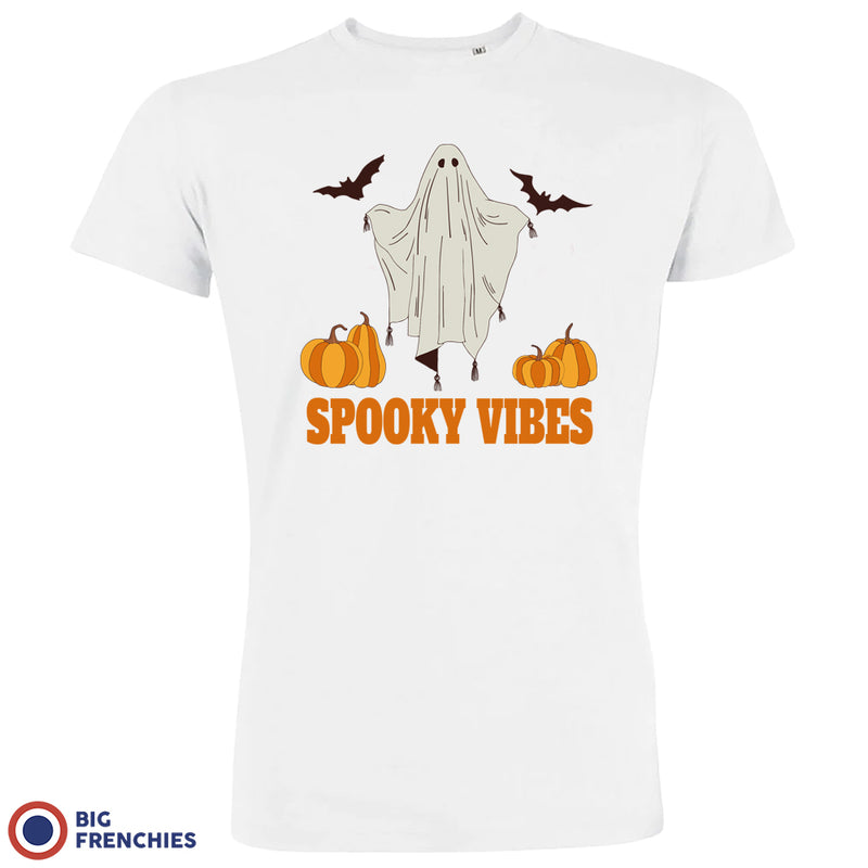 Spooky Vibes With Pumpkin And Ghost Men's Organic Cotton Tee