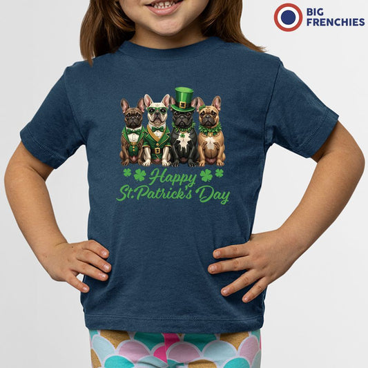 French Bulldog Happy St Patrick's Day Youth & Toddler Organic Cotton Tee