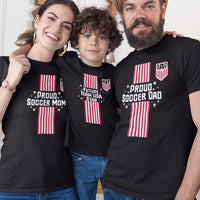 Proud Soccer Dad, Proud Soccer Mom, Future Team USA Star Dad Mom and Kid Matching Organic Cotton T-Shirts Family Set (Set of 3)