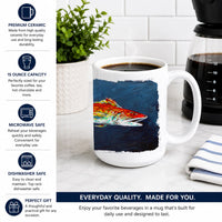 Fish - Red Fish Red for Jarett Ceramic Coffee Mug 15 oz Decorative Large C Handle Mug Cup for Tea, Cocoa Hot Chocolate