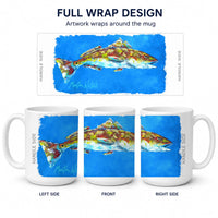 Fish - Red Fish Seafood Two Ceramic Coffee Mug 15 oz Decorative Large C Handle Mug Cup for Tea, Cocoa Hot Chocolate