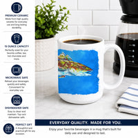Fish - Red Fish Seafood Two Ceramic Coffee Mug 15 oz Decorative Large C Handle Mug Cup for Tea, Cocoa Hot Chocolate