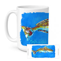 Fish - Red Fish Seafood Two Ceramic Coffee Mug 15 oz Decorative Large C Handle Mug Cup for Tea, Cocoa Hot Chocolate