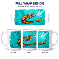 Shrimp Teal Shrimp Ceramic Coffee Mug 15 oz Decorative Large C Handle Mug Cup for Tea, Cocoa Hot Chocolate