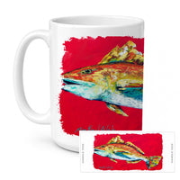 Fish - Red Fish Woo Hoo Ceramic Coffee Mug 15 oz Decorative Large C Handle Mug Cup for Tea, Cocoa Hot Chocolate
