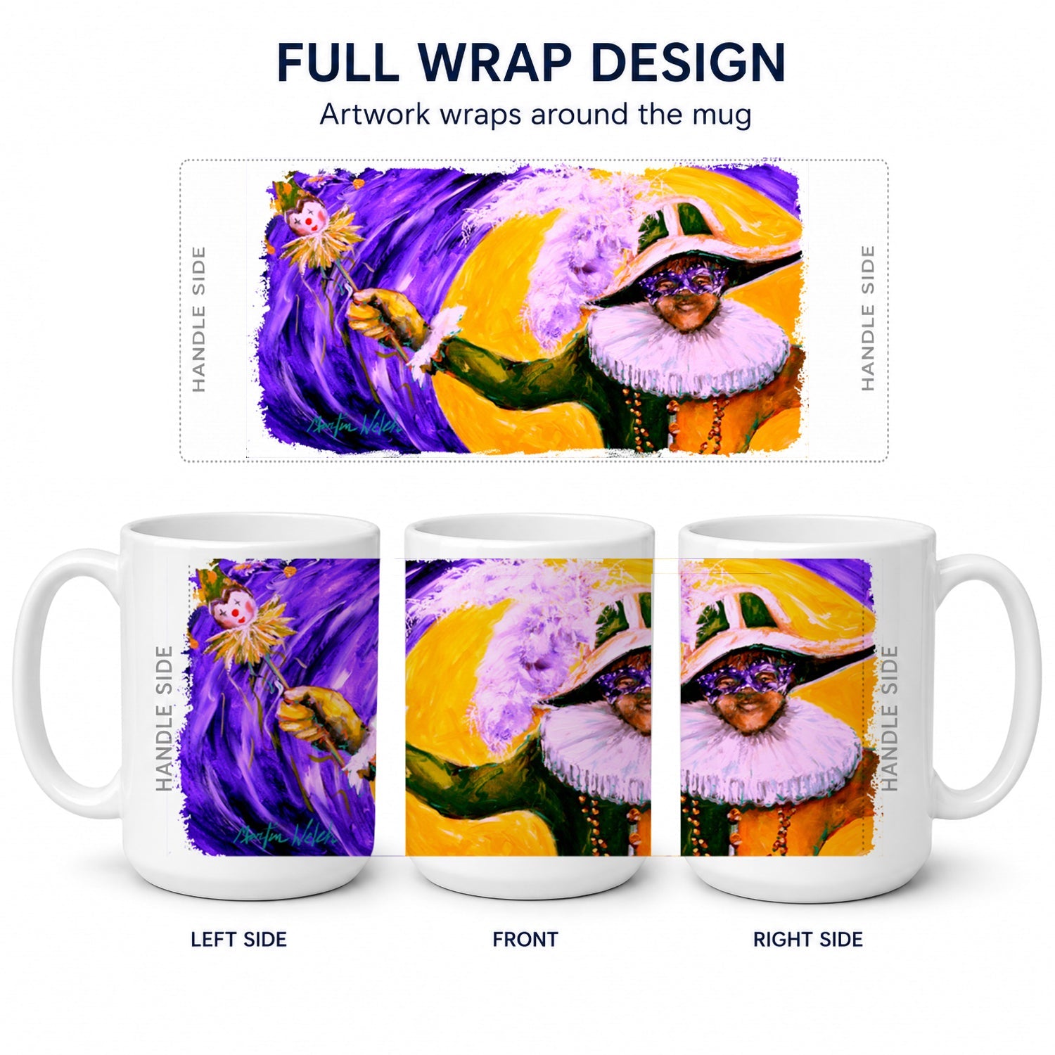 Mardi Gras Hey Mister Ceramic Coffee Mug 15 oz Decorative Large C Handle Mug Cup for Tea, Cocoa Hot Chocolate