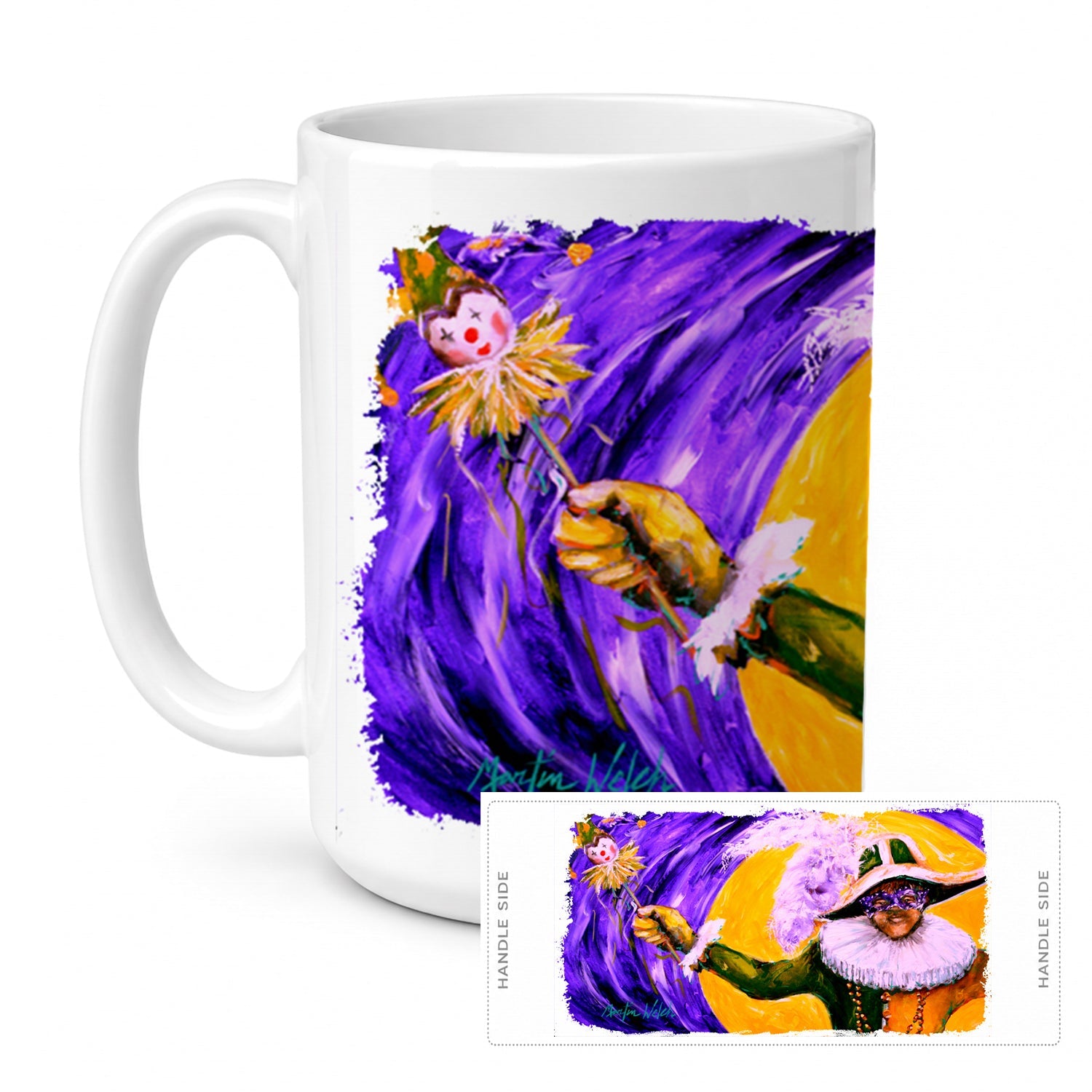 Mardi Gras Hey Mister Ceramic Coffee Mug 15 oz Decorative Large C Handle Mug Cup for Tea, Cocoa Hot Chocolate