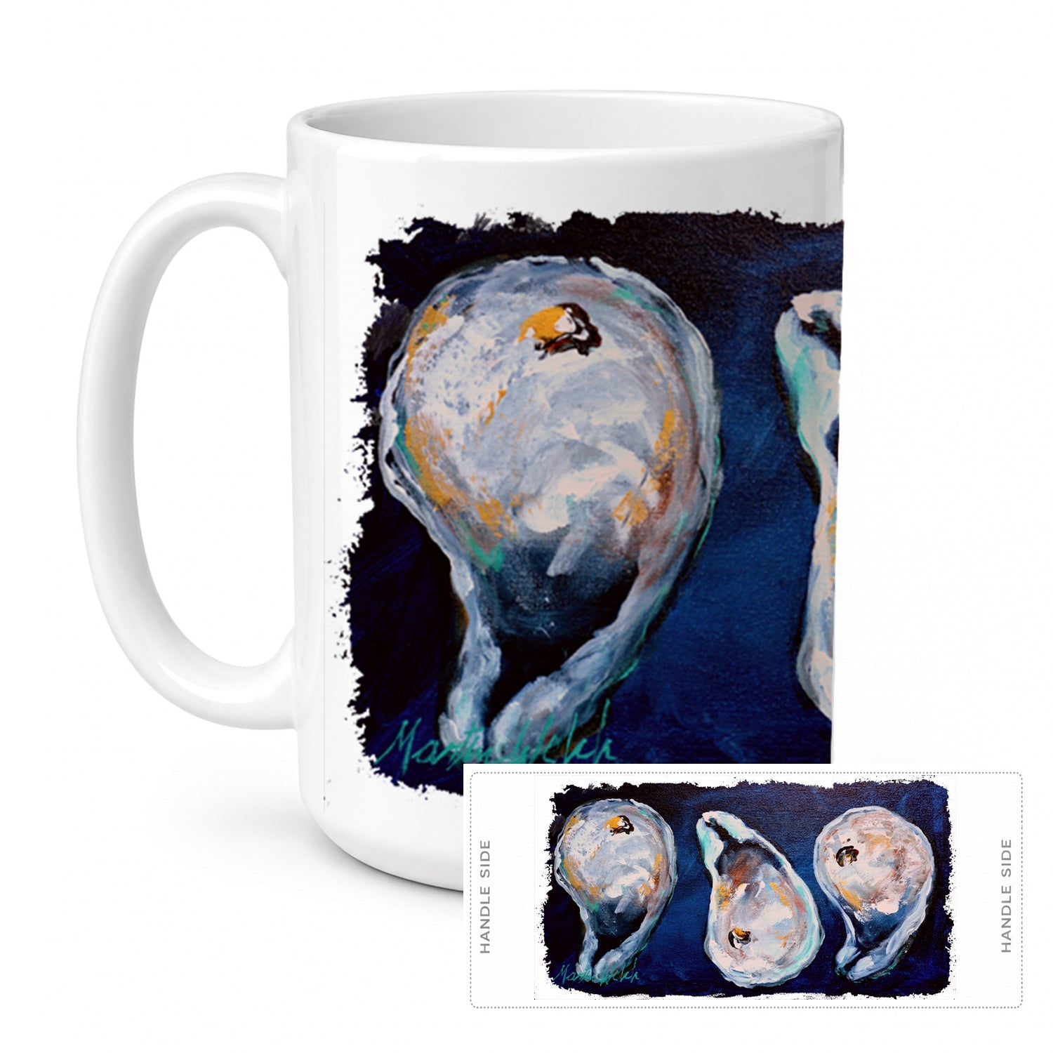 Oysters Give Me More Ceramic Coffee Mug 15 oz Decorative Large C Handle Mug Cup for Tea, Cocoa Hot Chocolate