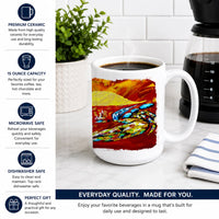 Crab Buster Brown Ceramic Coffee Mug 15 oz Decorative Large C Handle Mug Cup for Tea, Cocoa Hot Chocolate
