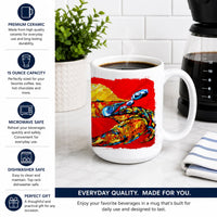 Crab Fat and Sassy Ceramic Coffee Mug 15 oz Decorative Large C Handle Mug Cup for Tea, Cocoa Hot Chocolate
