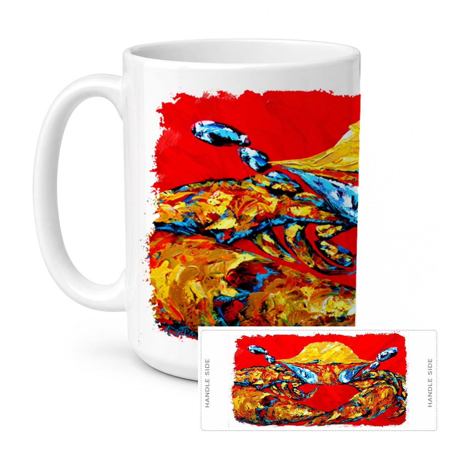 Crab Fat and Sassy Ceramic Coffee Mug 15 oz Decorative Large C Handle Mug Cup for Tea, Cocoa Hot Chocolate