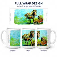 Horse Grazin Ceramic Coffee Mug 15 oz Decorative Large C Handle Mug Cup for Tea, Cocoa Hot Chocolate