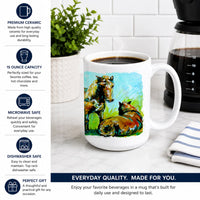 Horse Grazin Ceramic Coffee Mug 15 oz Decorative Large C Handle Mug Cup for Tea, Cocoa Hot Chocolate